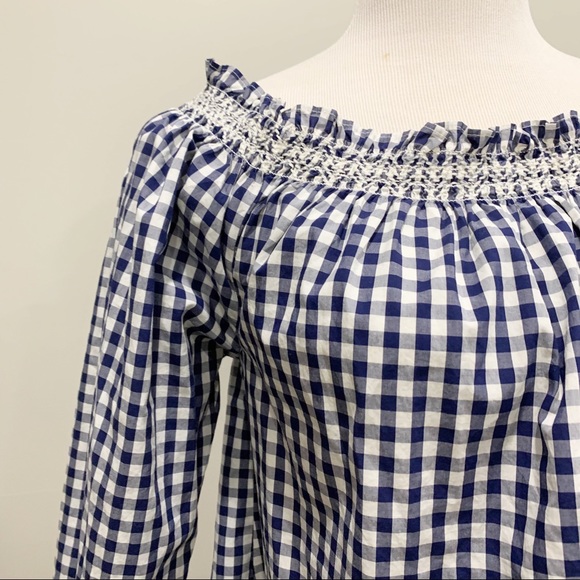 Madewell Smocked Gingham Off the shoulder top - Picture 6 of 9
